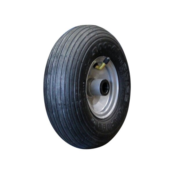 NaRubb Komplettrad 3.00-4 S-2301 2PR + 2.10x4H2 ET0 Rollenlager Ø20 NL69 Stahl grau