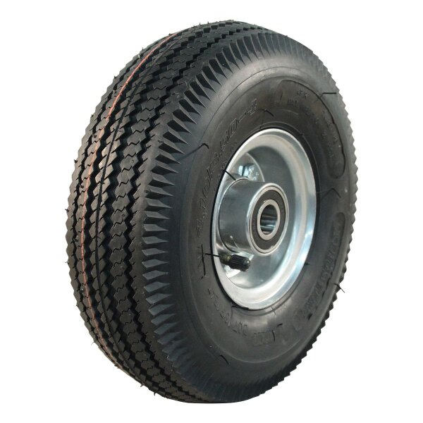 KINGS TIRE Komplettrad 4.10/3.50-4 V-6603 4PR + 2.10-4 ET0 Kugellager Ø20 NL75 44 A3 Stahl grau