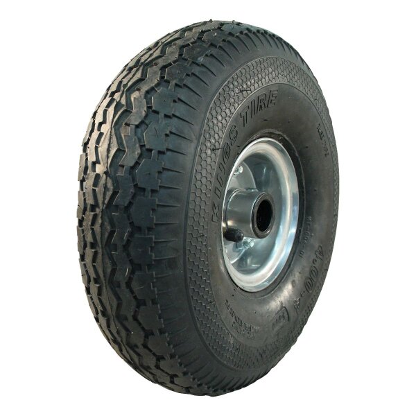 KINGS TIRE Komplettrad 4.00-4 V-6504 4PR + 2.10-4H2 ET0 Rollenlager Ø25 NL75 Stahl grau