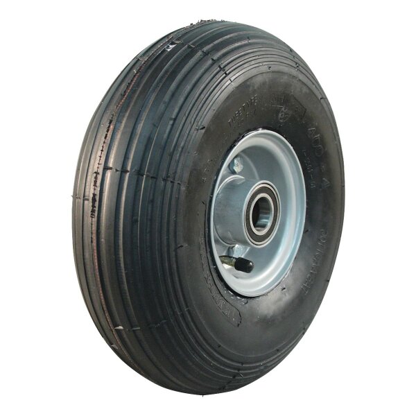 KINGS TIRE Komplettrad 4.00-4 V-5501 4PR + 2.10-4 ET0 Kugellager Ø20 NL75 52 A3 Stahl grau