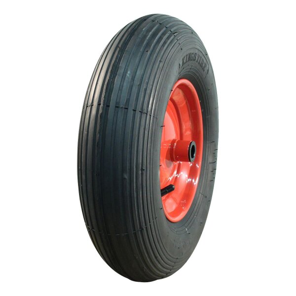 NaRubb Komplettrad 4.80/4.00-8 S-2301 4PR + 2.50Ax8 ET0 Rollenlager Ø20 NL100 A3 Stahl Rot