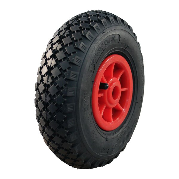 NaRubb Komplettrad 3.00-4 S-2303 2PR + 2.10x4 Rollenlager Ø25 NL75 kunststoff, Rot