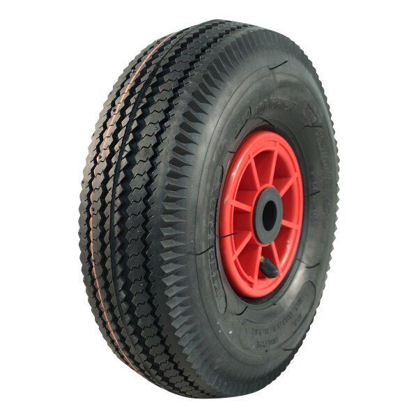 KINGS TIRE Komplettrad 4.10/3.50-4 V-6603 4PR + 2.10x4 Rollenlager Ø20 NL75 44 A3 kunststoff, Rot