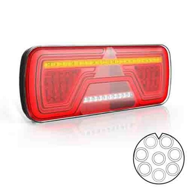 Tralert Rückleuchte LED rechts 8 PINs Bajonett Bremslicht dynamisches blinklicht  Nbelscheinwerfer Rückfahrleuchte Neon-Rücklicht Länge Dreieick IP67 12/24 V Lavaflow