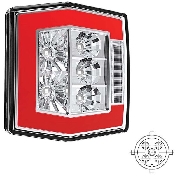 Fristom Rückleuchte universal LED 5 PINs Bajonett Bremslicht Blinkleuchte Kennzeichenbeleuchtung   Neon-Rücklicht  IP68 12/24 V Lavaflow