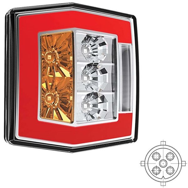 Fristom Rückleuchte LED links und rechts anwendbar 5 PINs Bajonett Bremslicht Blinkleuchte Kennzeichenbeleuchtung   Neon-Rücklicht  wasserdicht 12/24 V Lavaflow