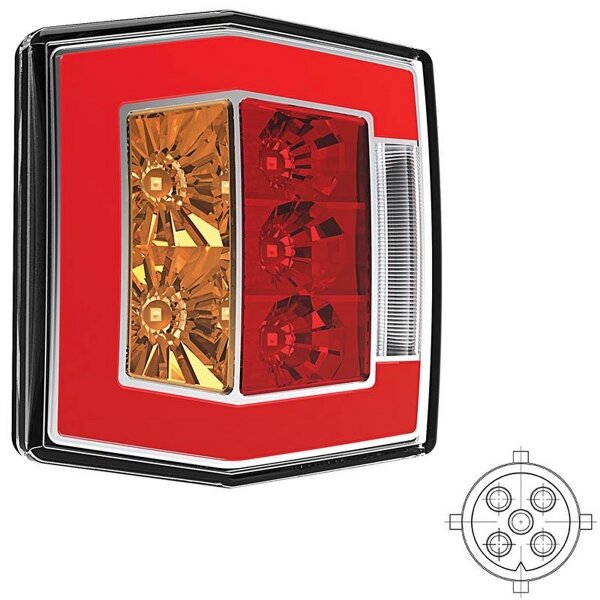 Fristom Rückleuchte universal LED 5 PINs Bajonett Bremslicht Blinkleuchte Kennzeichenbeleuchtung   Neon-Rücklicht  wasserdicht 12/24 V Lavaflow