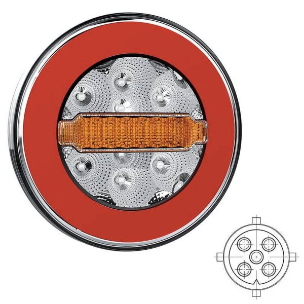 Fristom Rückleuchte LED links und rechts anwendbar 5 PINs Bajonett Bremslicht Blinkleuchte    Neon-Rücklicht  wasserdicht 12/24 V Lavaflow