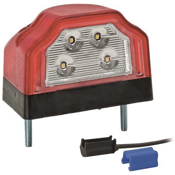 Fristom Kennzeichenleuchte LED 12/24 V 96 x 66 x 64mm DC-Kabel 200mm, 0,75mm². 70mm  CE, ECE-R10 / R7 / R4 rot/weiß