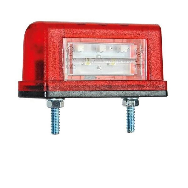Fristom Kennzeichenleuchte 83 x 40 x 30mm 45mm rot/weiß Rot/Weiß  Kabel 500mm  12/24 V CE, ECE-R10 / R7 / R4