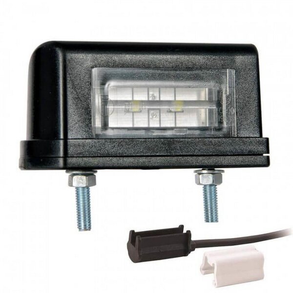 Fristom Kennzeichenleuchte LED 12/24 V 83 x 40 x 30mm P&R-Kabel 200mm, 2x 1,5mm² 45mm  CE, ECE-R10 / R7 / R4 weiß