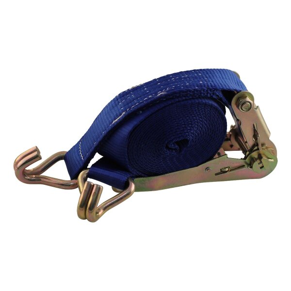 Novio Zurrgurt, 2-Teilig, mit Ratsche und doppelte Spitzhaken blau 50mm 5000mm novio cargo