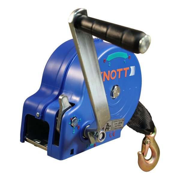 Knott Handwinde ungebremst 1150kg, mit Windengurt 7 Meter mit Haken