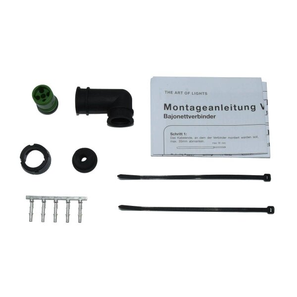 Aspöck Bajonettverbinder 5-polig rechts grün mit Winkel