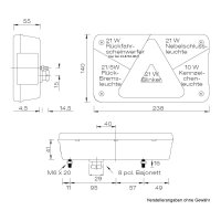 Aspöck Multipoint 5 links 8-polig Rückleuchte mit Rückfahrscheinwerfer