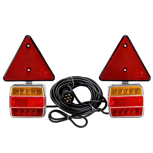 LED-Rückleuchten Set magnetisch inkl. 7,5m Kabel & Dreieckrückstrahler Anhänger
